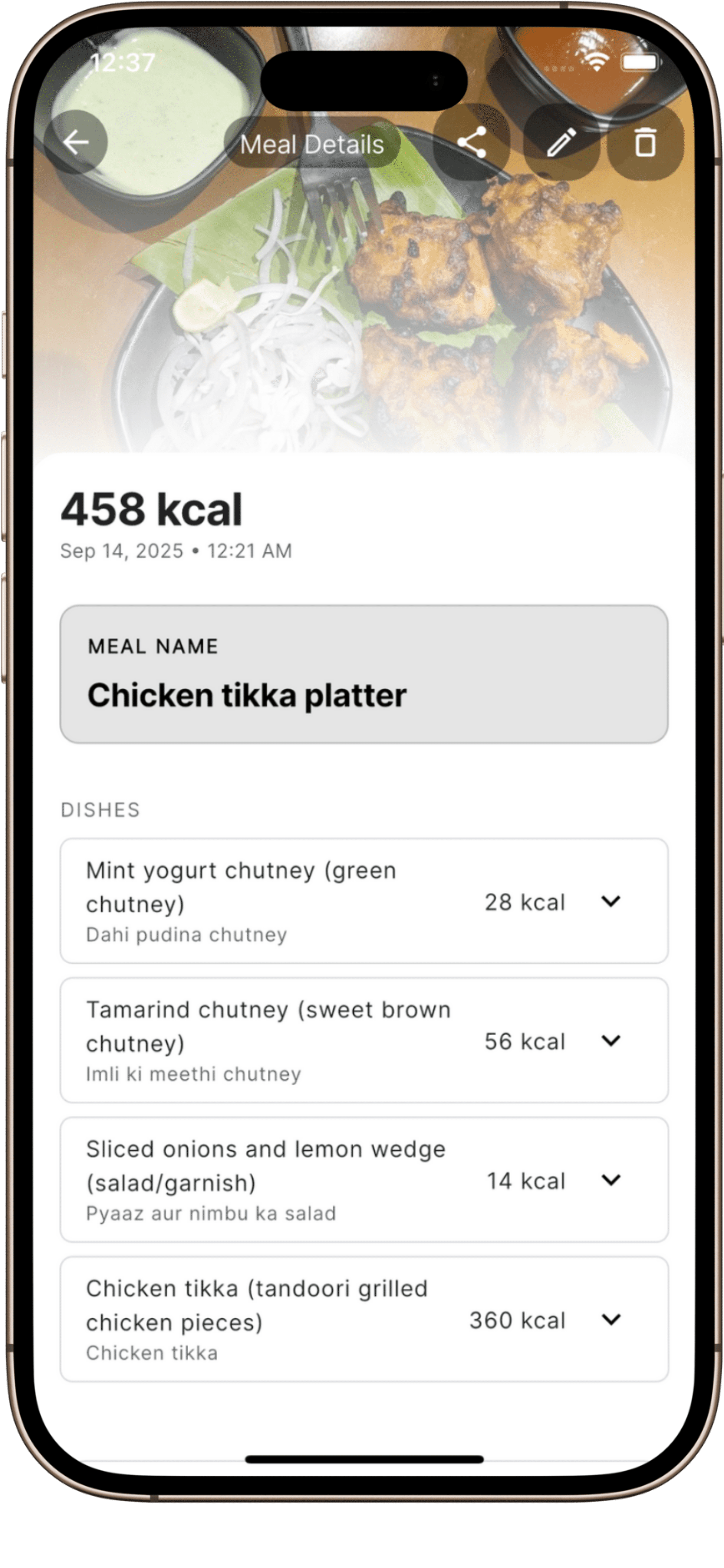 Meal details